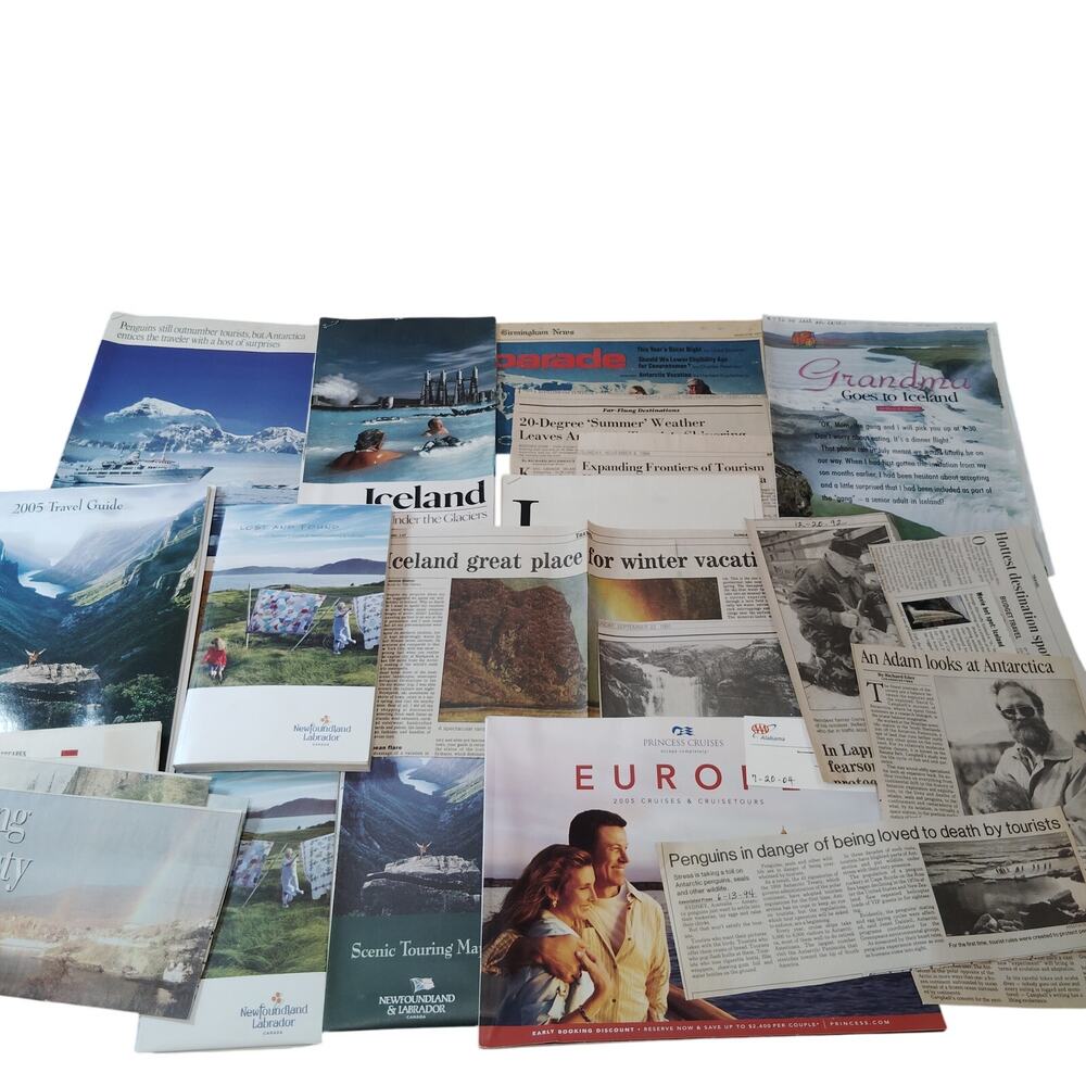 Vintage Iceland & Greenland Travel Ephemera Collection - Ads & Articles (1980s+)